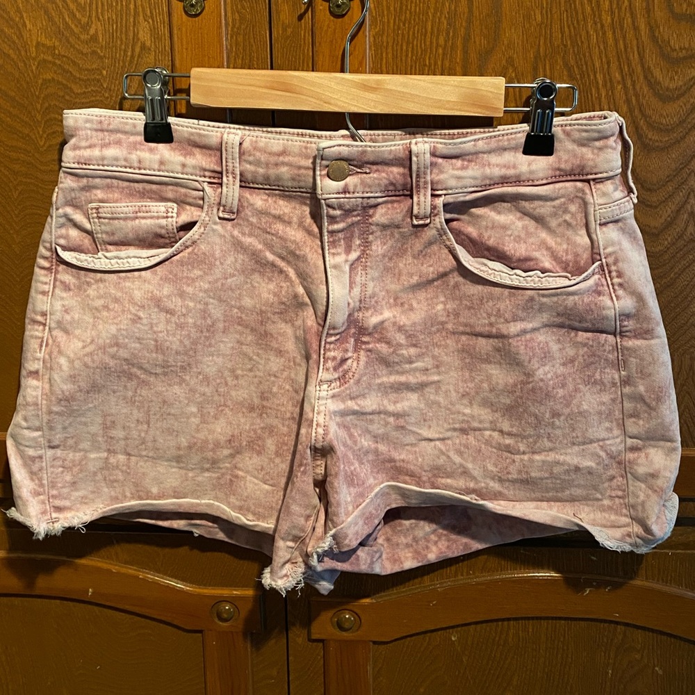 High-rise midi short (stonewashed pink)